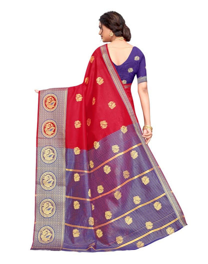 Red Coloured Poly Silk Jacquard Partywear saree | Sudathi