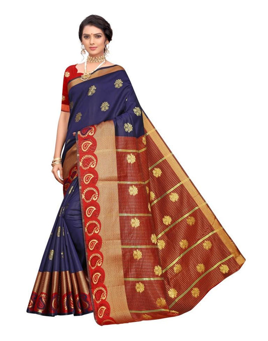Navy Blue Coloured Poly Silk Jacquard Partywear saree | Sudathi