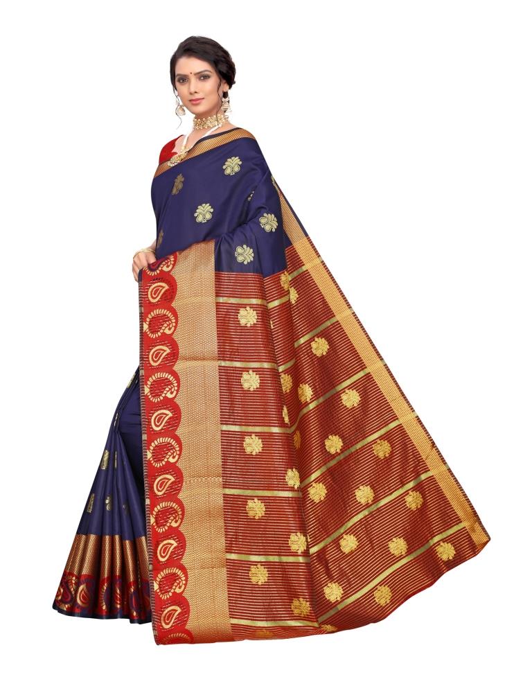 Navy Blue Coloured Poly Silk Jacquard Partywear saree | Sudathi