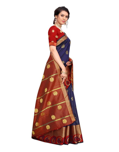 Navy Blue Coloured Poly Silk Jacquard Partywear saree | Sudathi