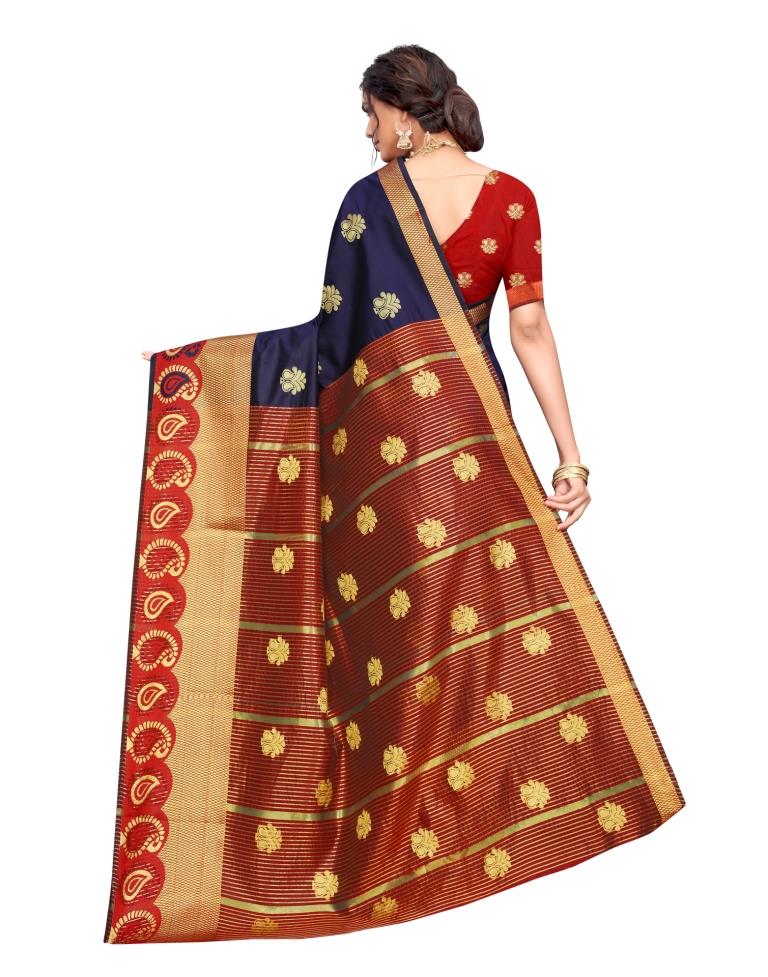 Navy Blue Coloured Poly Silk Jacquard Partywear saree | Sudathi