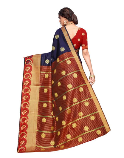 Navy Blue Coloured Poly Silk Jacquard Partywear saree | Sudathi