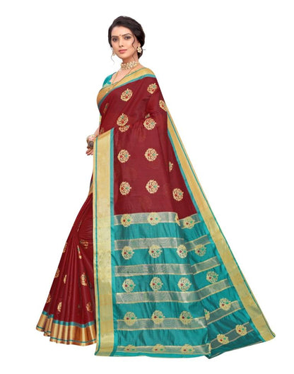 Maroon Coloured Poly Silk Jacquard Partywear saree | Sudathi