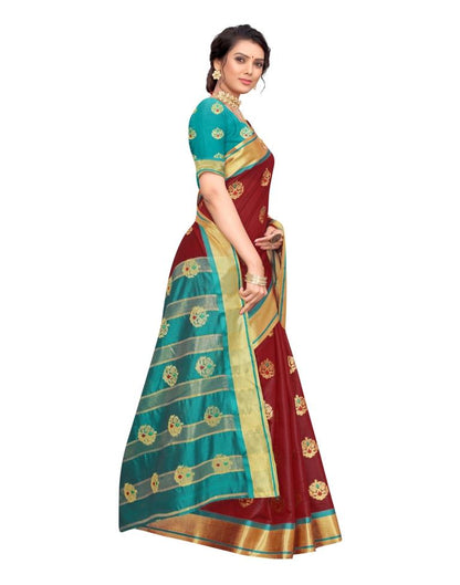 Maroon Coloured Poly Silk Jacquard Partywear saree | Sudathi