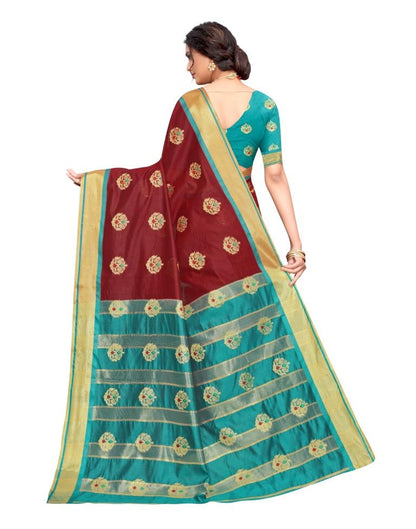 Maroon Coloured Poly Silk Jacquard Partywear saree | Sudathi