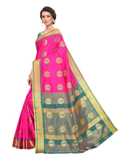 Dark Pink Coloured Poly Silk Jacquard Partywear saree | Sudathi