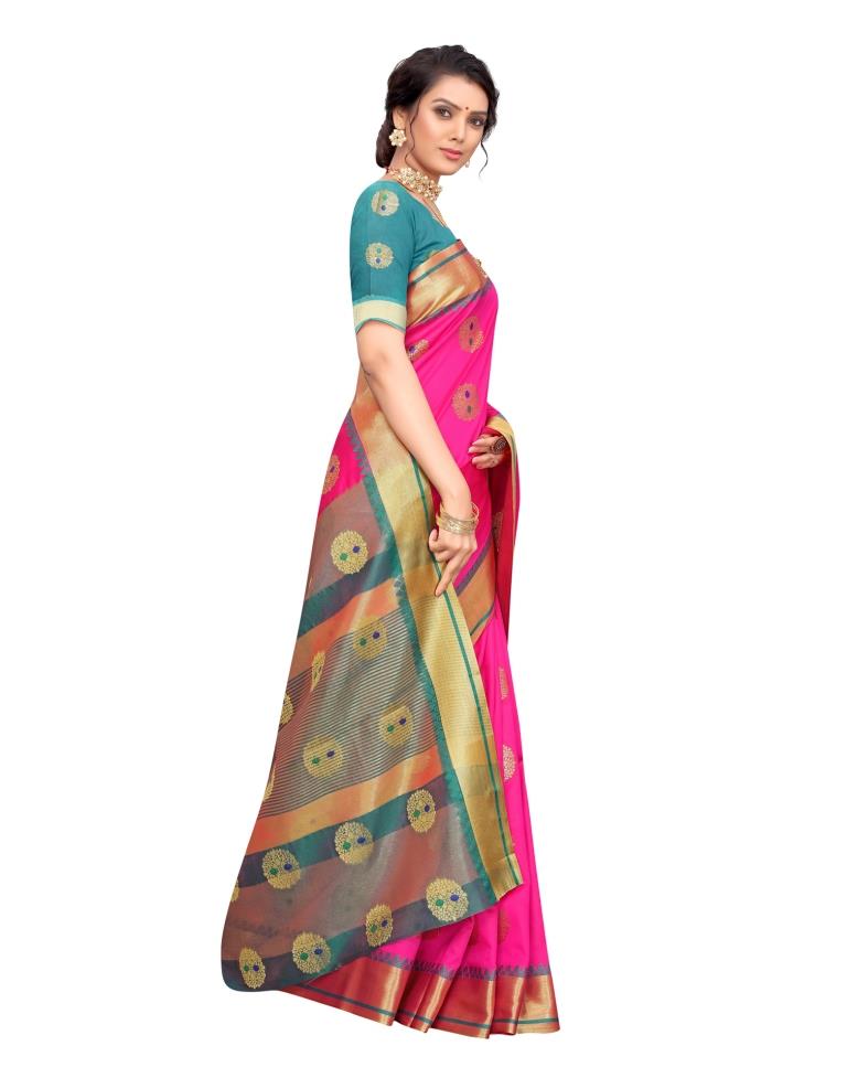 Dark Pink Coloured Poly Silk Jacquard Partywear saree | Sudathi