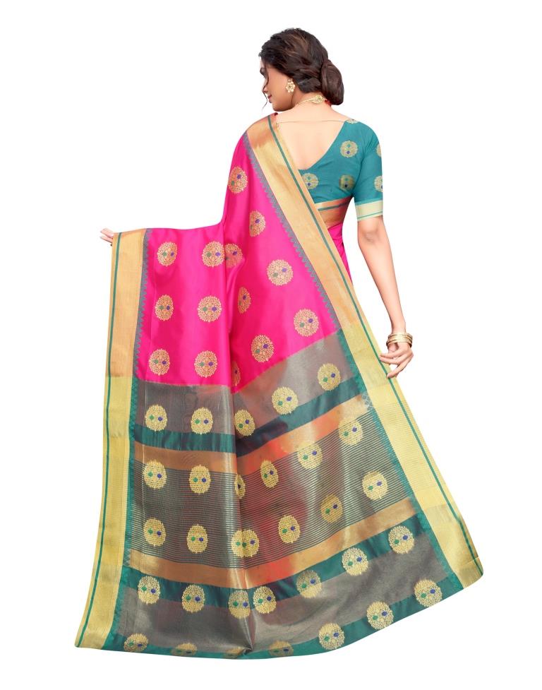 Dark Pink Coloured Poly Silk Jacquard Partywear saree | Sudathi