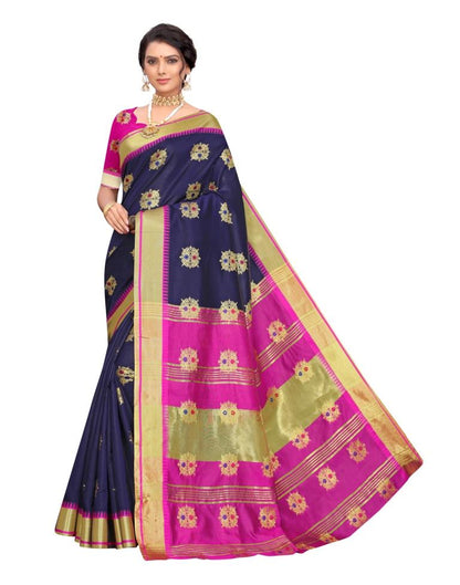 Navy Blue Coloured Poly Silk Jacquard Partywear saree | Sudathi