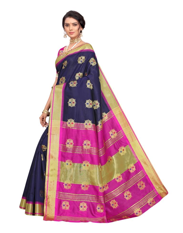Navy Blue Coloured Poly Silk Jacquard Partywear saree | Sudathi