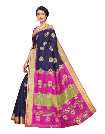 Navy Blue Coloured Poly Silk Jacquard Partywear saree | Sudathi