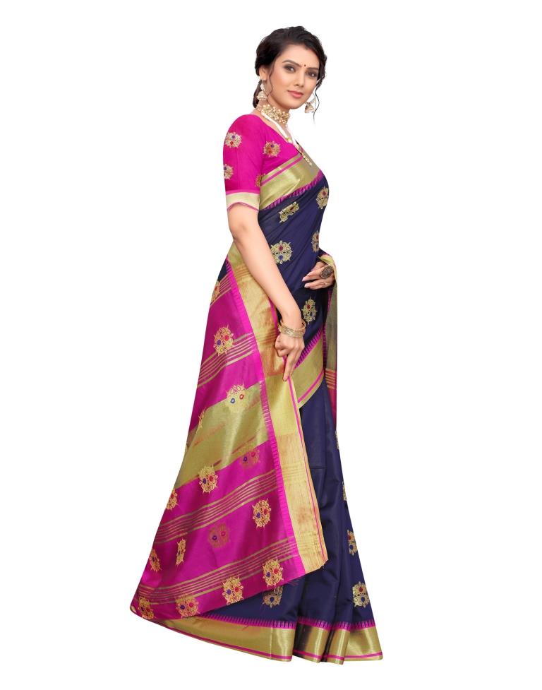 Navy Blue Coloured Poly Silk Jacquard Partywear saree | Sudathi
