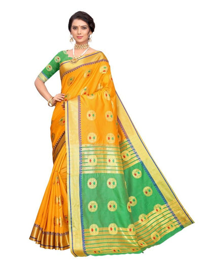 Orange Coloured Poly Silk Jacquard Partywear saree | Sudathi