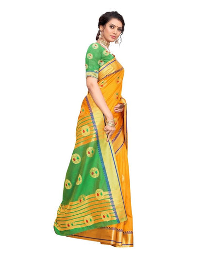 Orange Coloured Poly Silk Jacquard Partywear saree | Sudathi