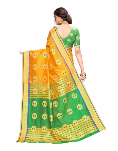 Orange Coloured Poly Silk Jacquard Partywear saree | Sudathi