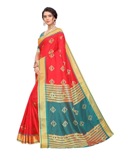 Red Coloured Poly Silk Jacquard Partywear saree | Sudathi
