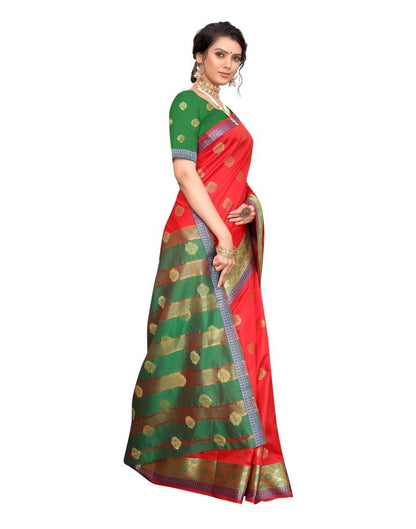 Red Coloured Poly Silk Jacquard Partywear saree | Sudathi