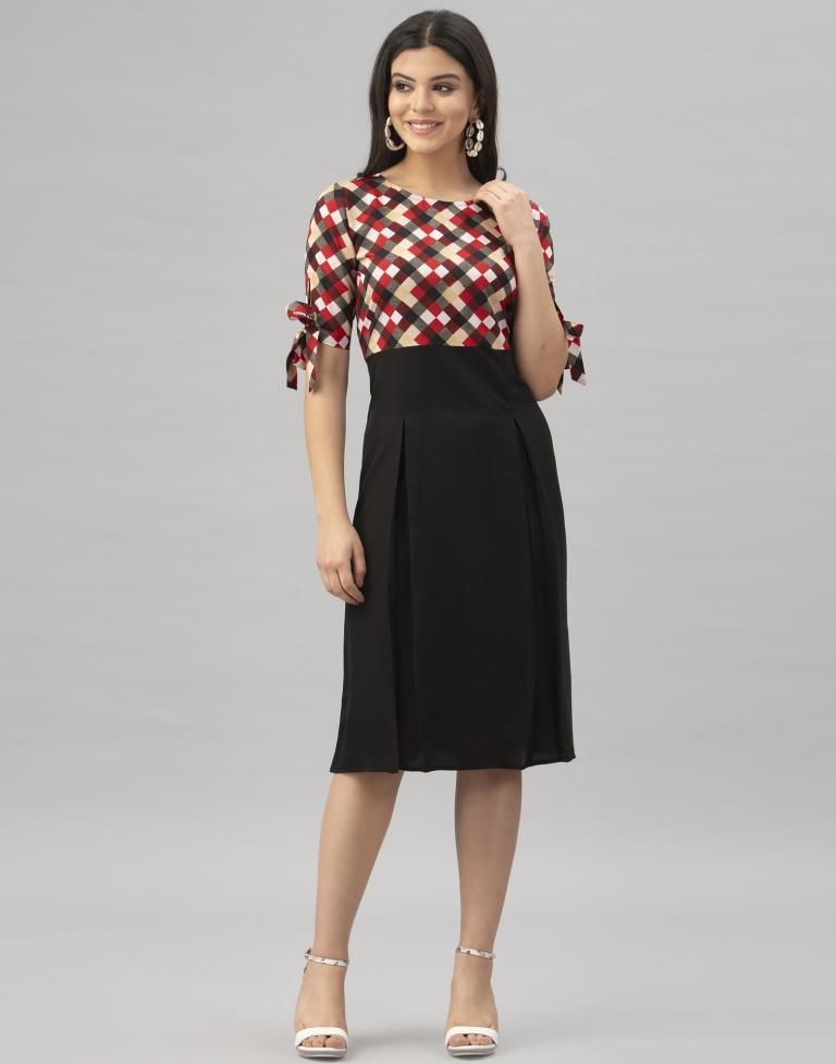 Graceful Multicoloured Printed Crepe Dress | Sudathi