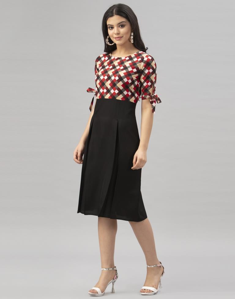Graceful Multicoloured Printed Crepe Dress | Sudathi