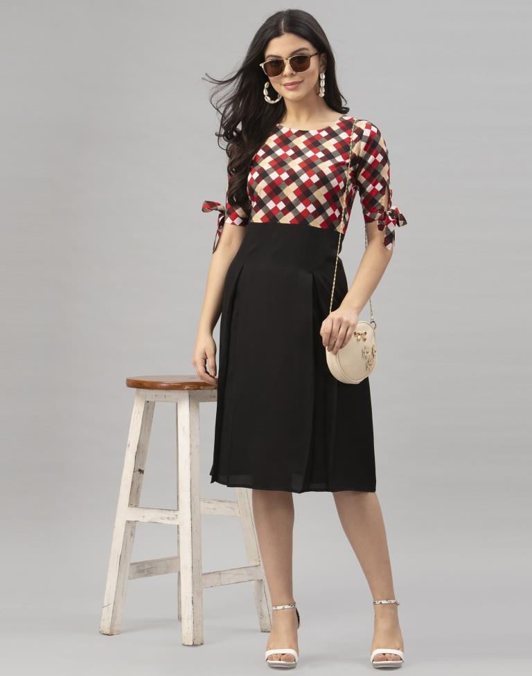 Graceful Multicoloured Printed Crepe Dress | Sudathi