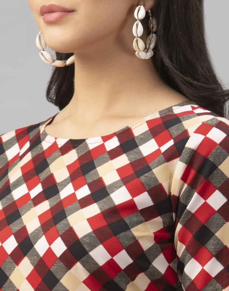 Graceful Multicoloured Printed Crepe Dress | Sudathi