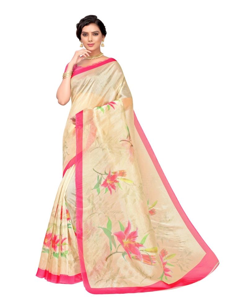 Mellow Yellow Coloured Organza Digital Printed Casual saree | Leemboodi