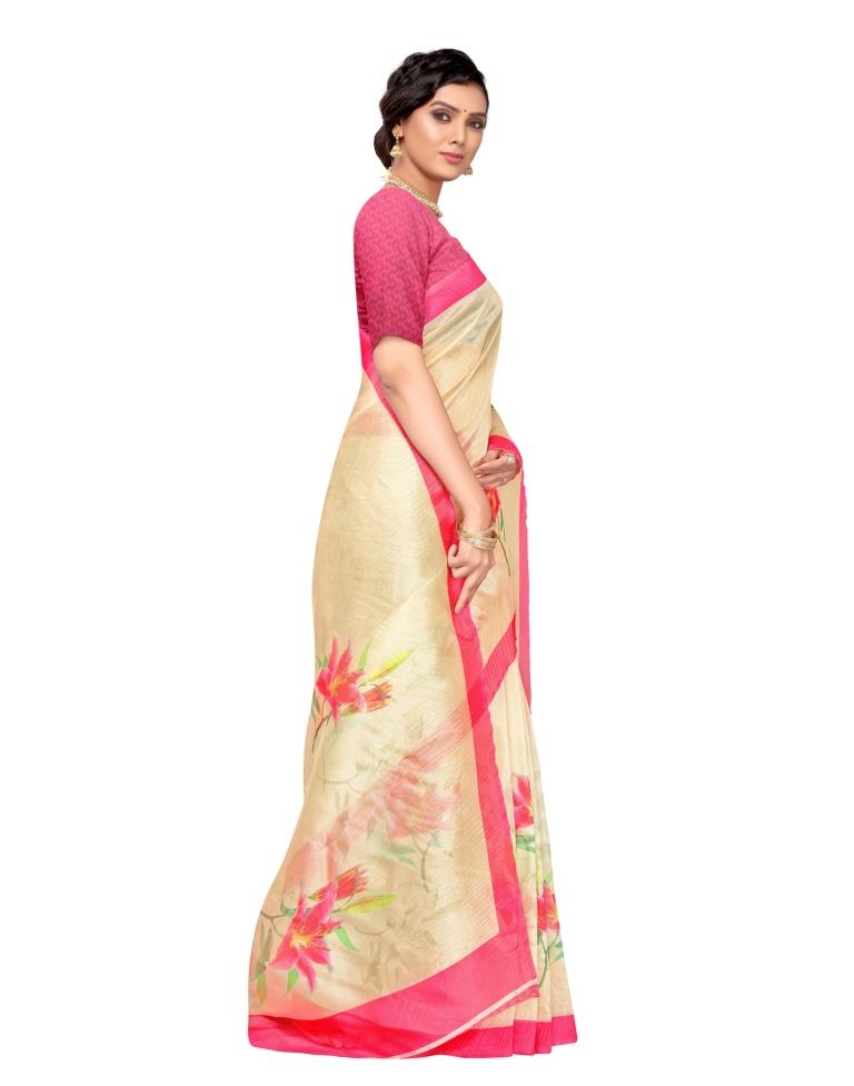 Mellow Yellow Coloured Organza Digital Printed Casual saree | Leemboodi