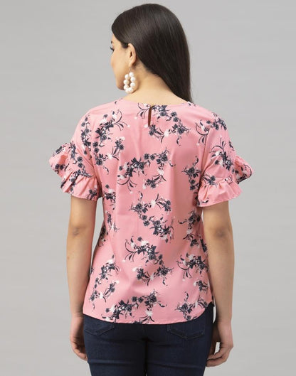 Pink Coloured Crepe Digital Printed Top | Sudathi