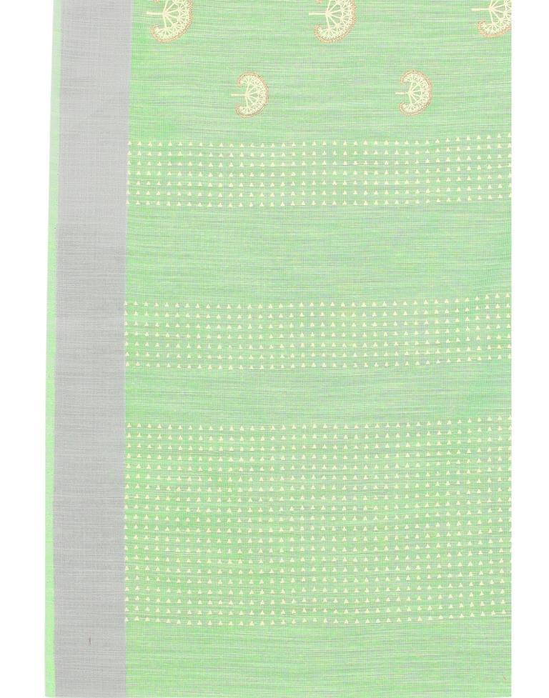 Mint Green Coloured Cotton Blend Foil Printed Casual saree | Leemboodi