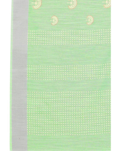 Mint Green Coloured Cotton Blend Foil Printed Casual saree | Leemboodi
