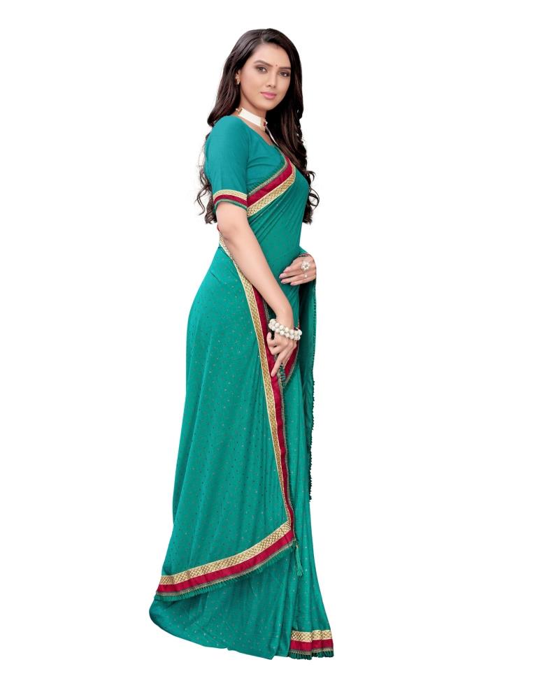 Teal Green Printed Lycra Saree