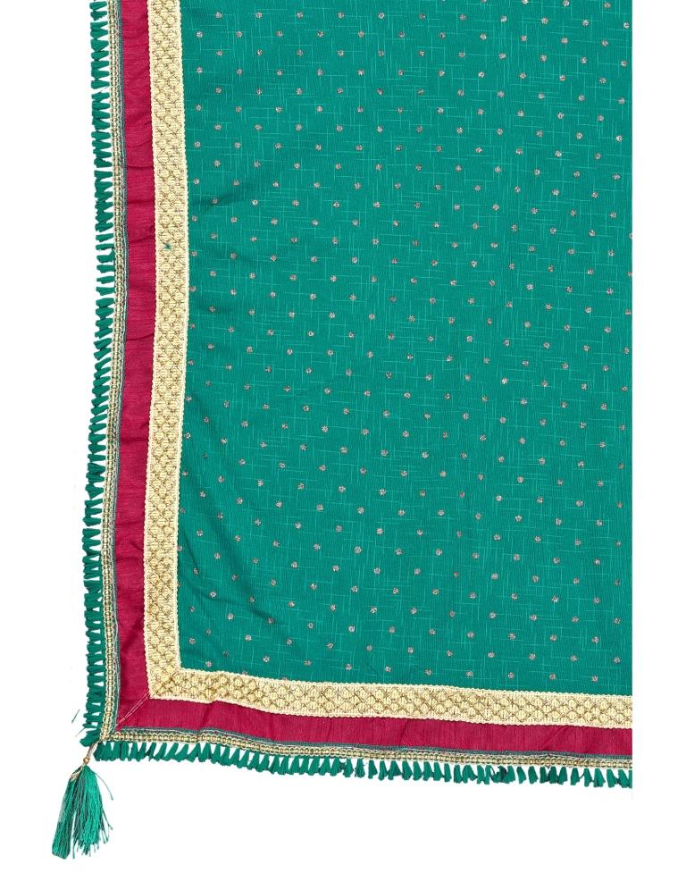 Teal Green Printed Lycra Saree
