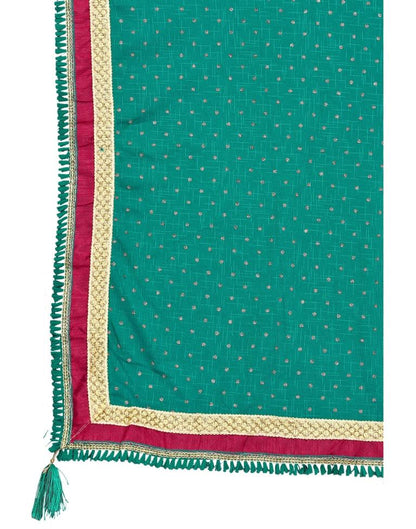 Teal Green Printed Lycra Saree
