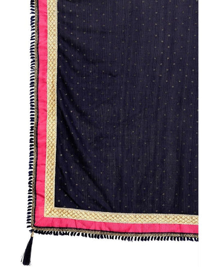 Navy Blue Printed Lycra Saree