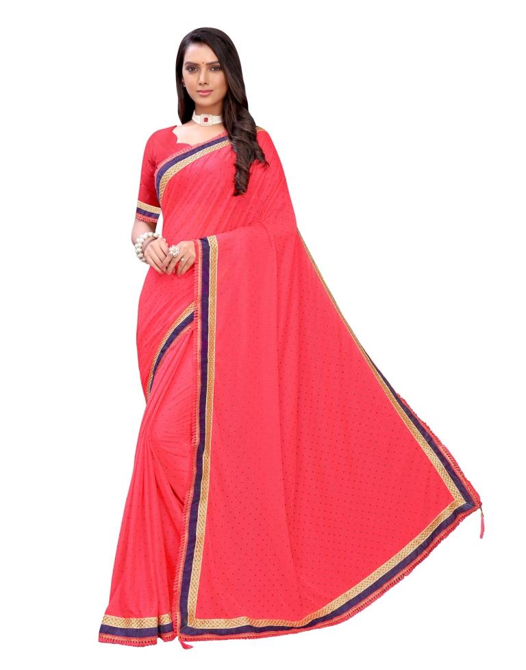 Pink Coloured Lycra Foil Printed Casual saree | Sudathi