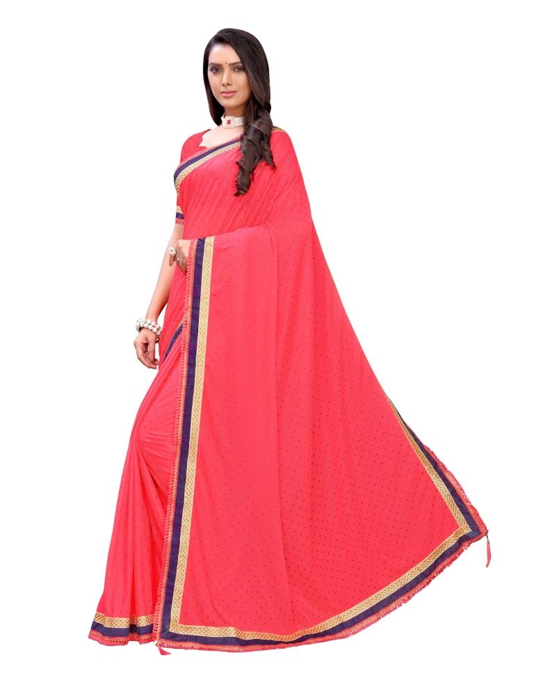 Pink Coloured Lycra Foil Printed Casual saree | Sudathi