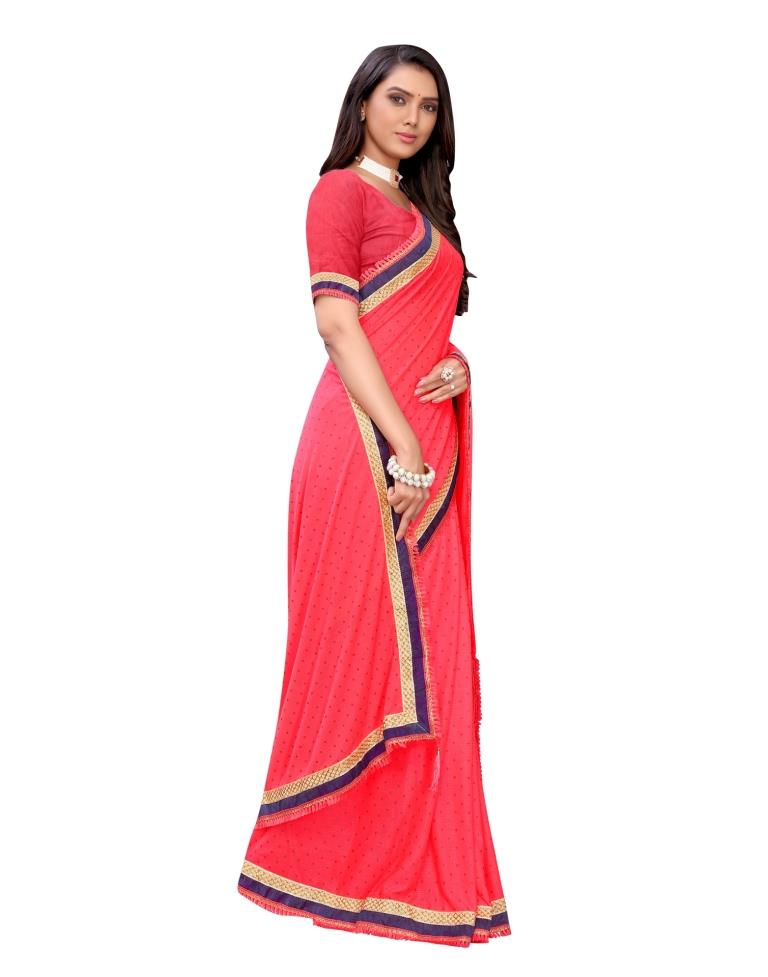 Pink Coloured Lycra Foil Printed Casual saree | Sudathi