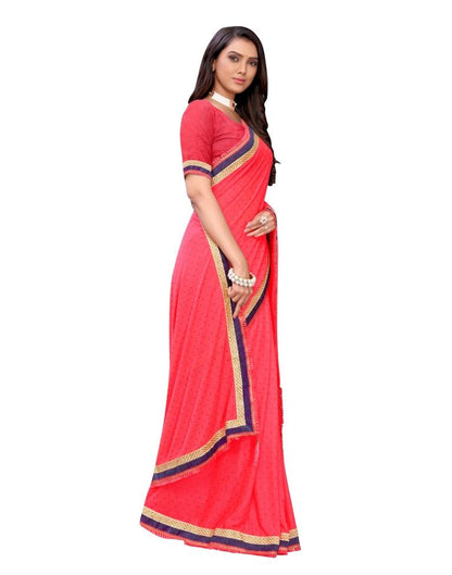 Pink Coloured Lycra Foil Printed Casual saree | Sudathi