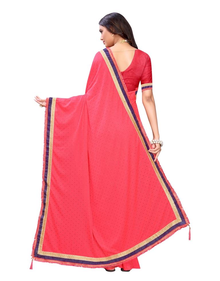 Pink Coloured Lycra Foil Printed Casual saree | Sudathi