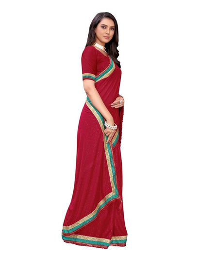 Red Coloured Lycra Foil Printed Casual saree | Sudathi