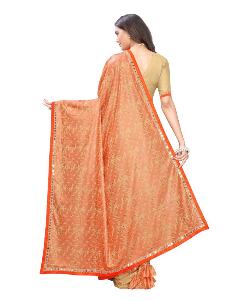 Beige Coloured Lycra Foil Printed Partywear saree | Leemboodi