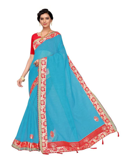 Blue Cotton Saree | Leemboodi