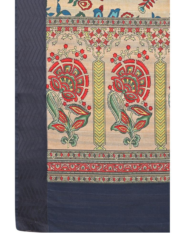 Baige Coloured Poly Silk Digital Printed Partywear saree | Leemboodi