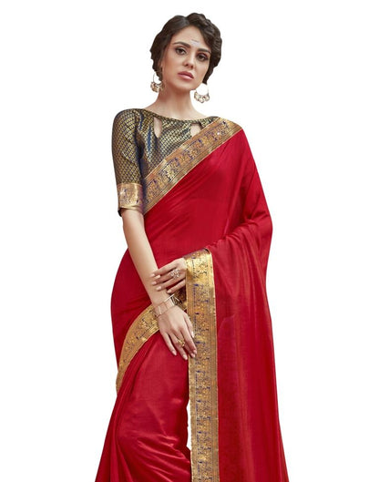 Red Coloured Art Silk Laced Embellished Partywear saree | Leemboodi