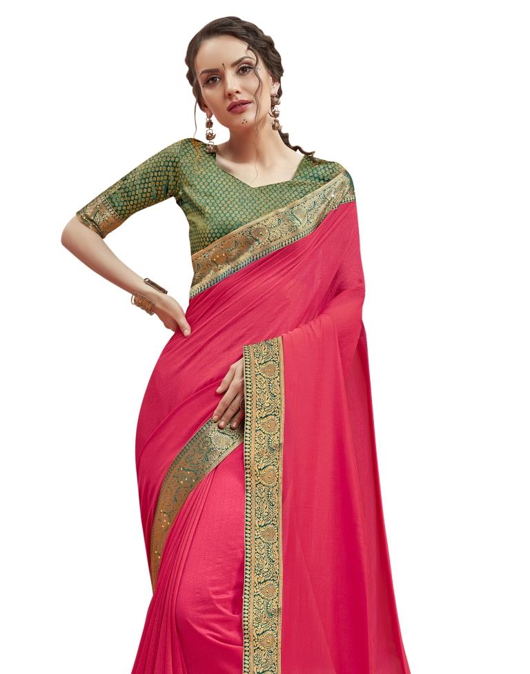 Pink Coloured Art Silk Laced Embellished Partywear saree | Leemboodi