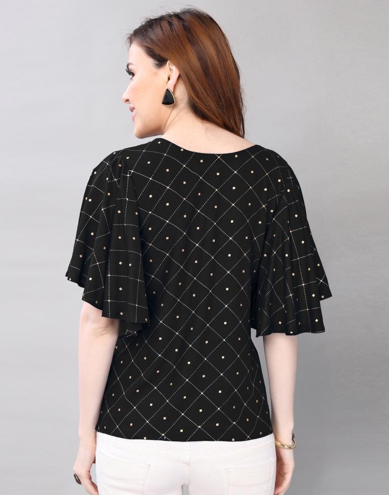 Black Fleard Sleeve Top | Leemboodi