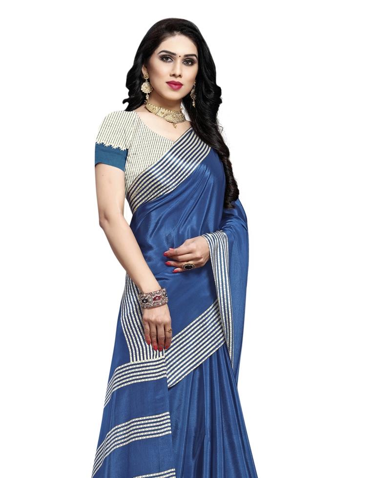Blue Coloured Silk Crepe Printed Casual saree | Leemboodi