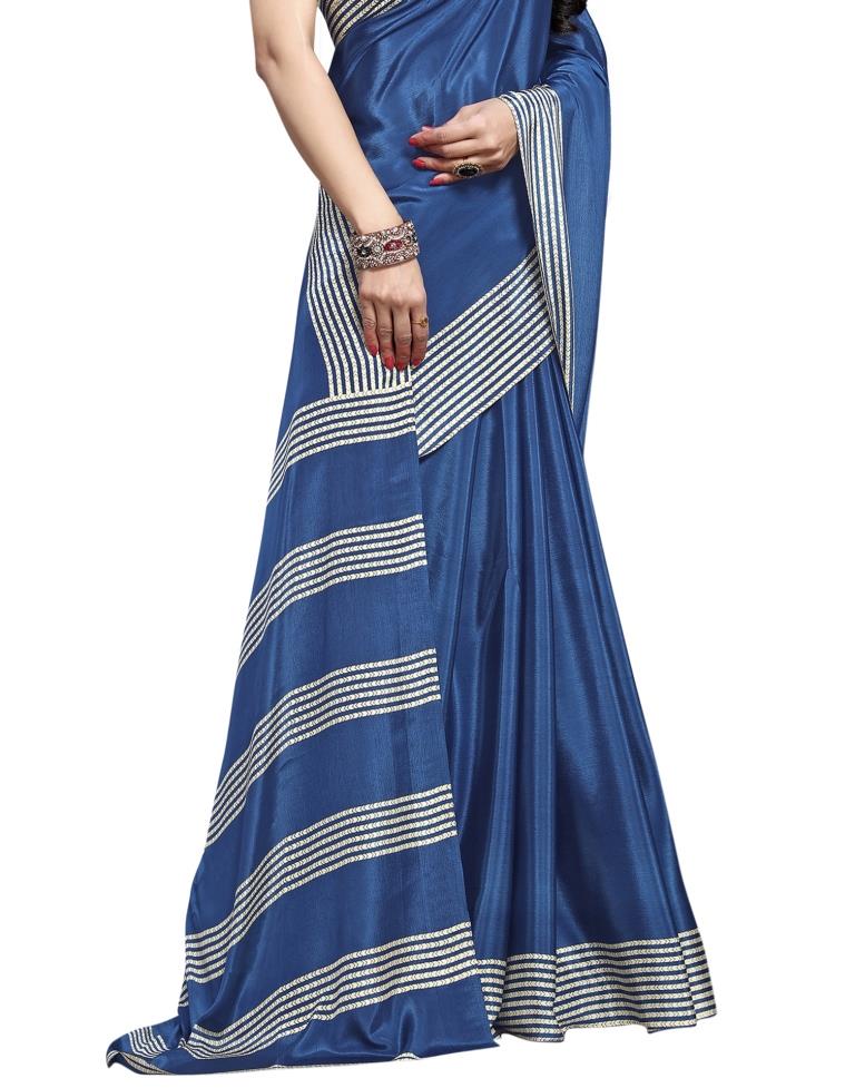 Blue Coloured Silk Crepe Printed Casual saree | Leemboodi