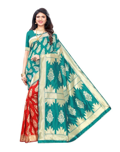 Teal Green Silk Saree | Leemboodi