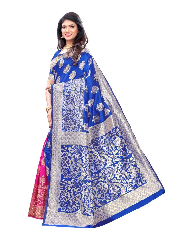 Blue Coloured Poly Silk Jacquard Partywear saree | Leemboodi